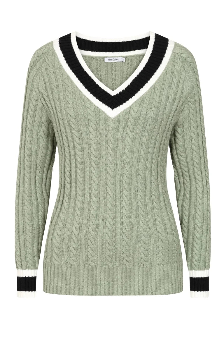 Khaki Liz V-Neck Jumper