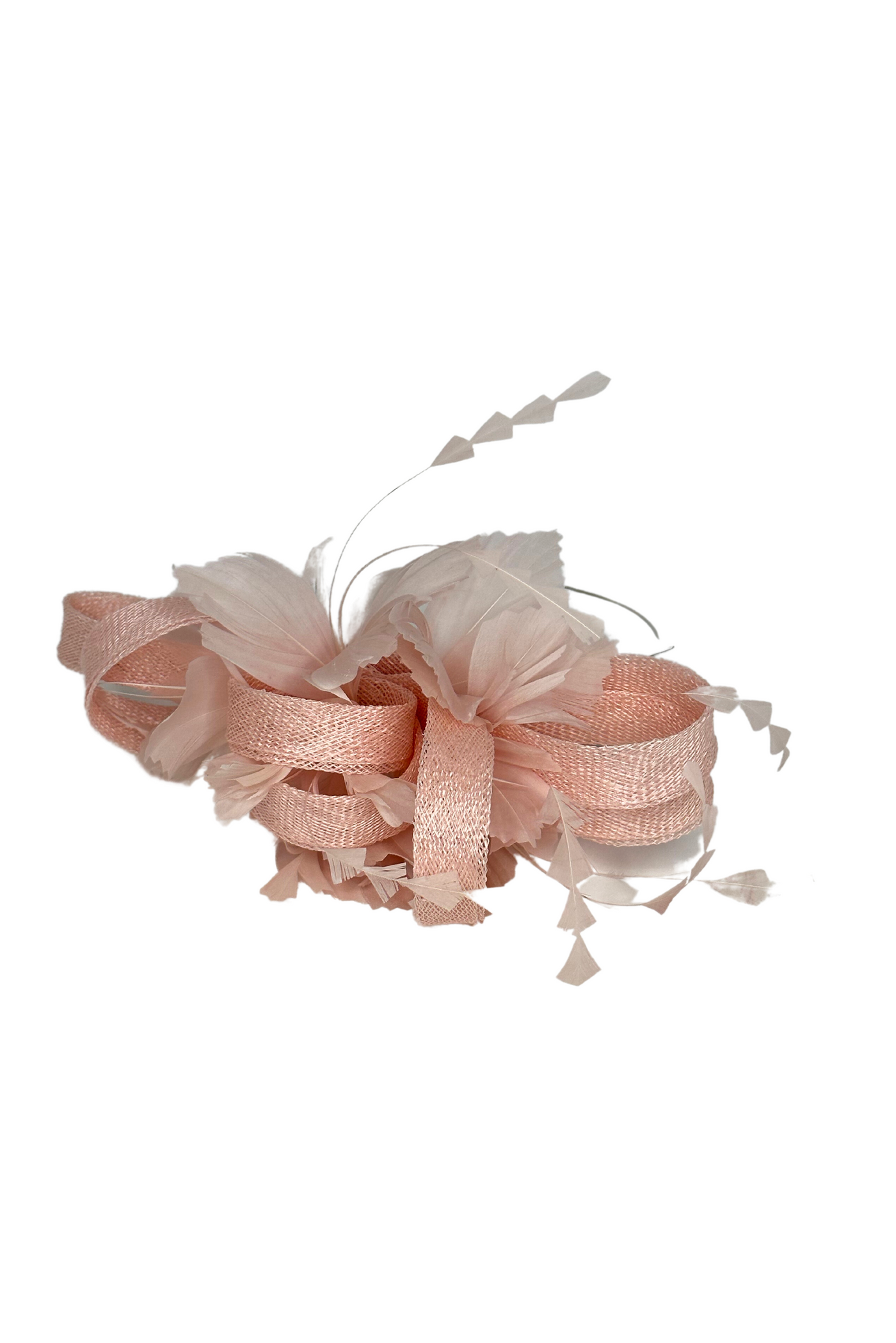 Peach Pink Fascinator with Feather Detail