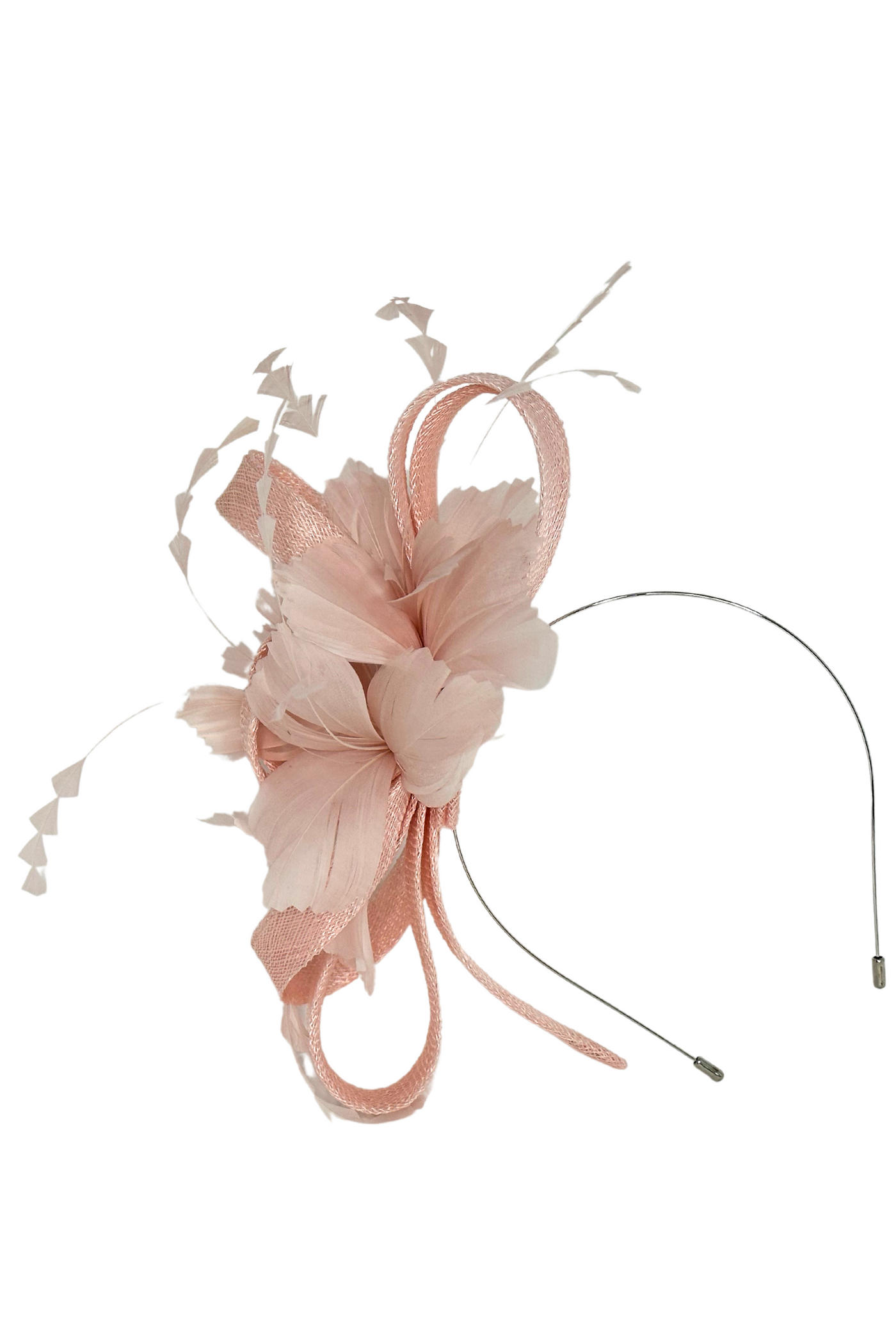 Peach Pink Fascinator with Feather Detail