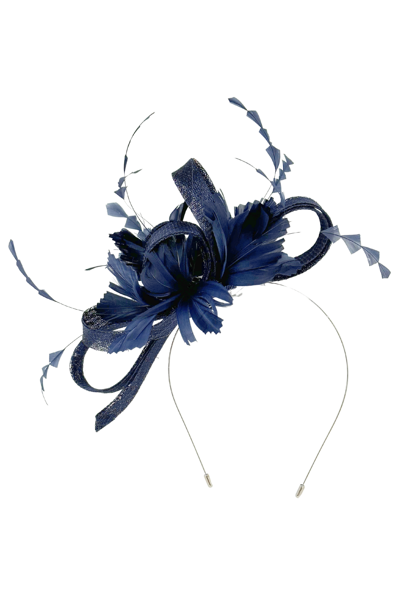 Navy Fascinator Headband with Feather Detail