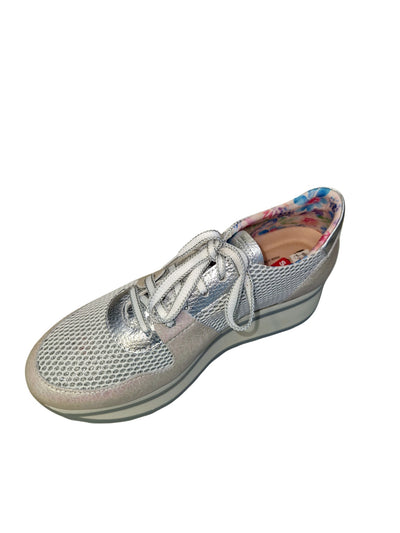 Silver Shimmer Platform Runner with Mesh Detail