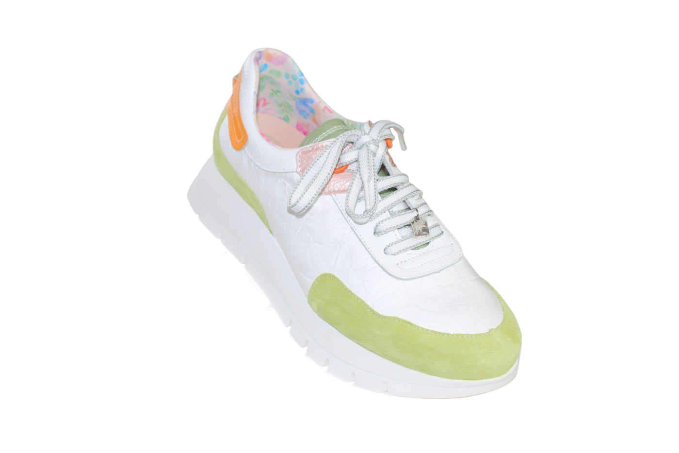 White Platform Runner with Multicoloured Accents