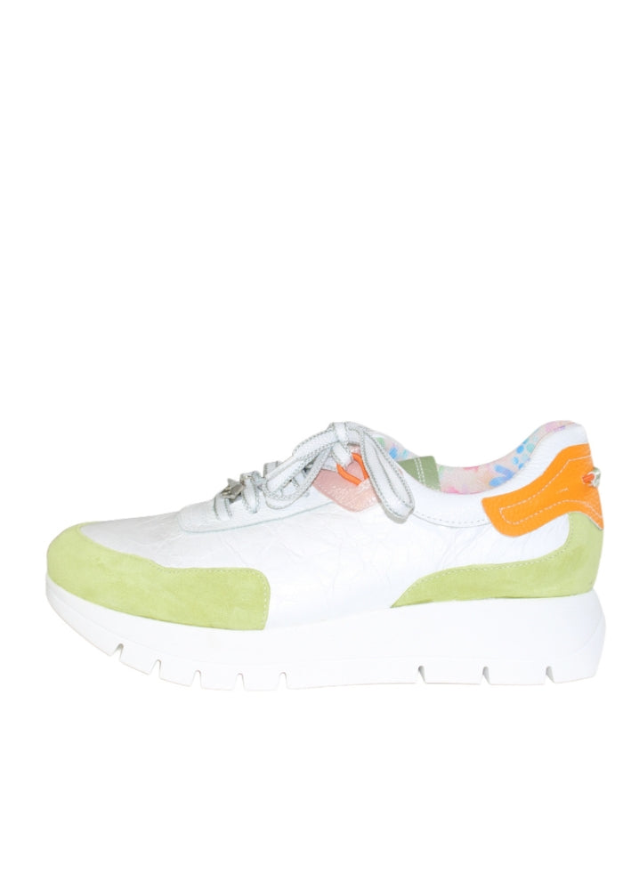 White Platform Runner with Multicoloured Accents