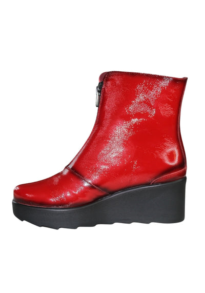 Red Patent Boot With Zip