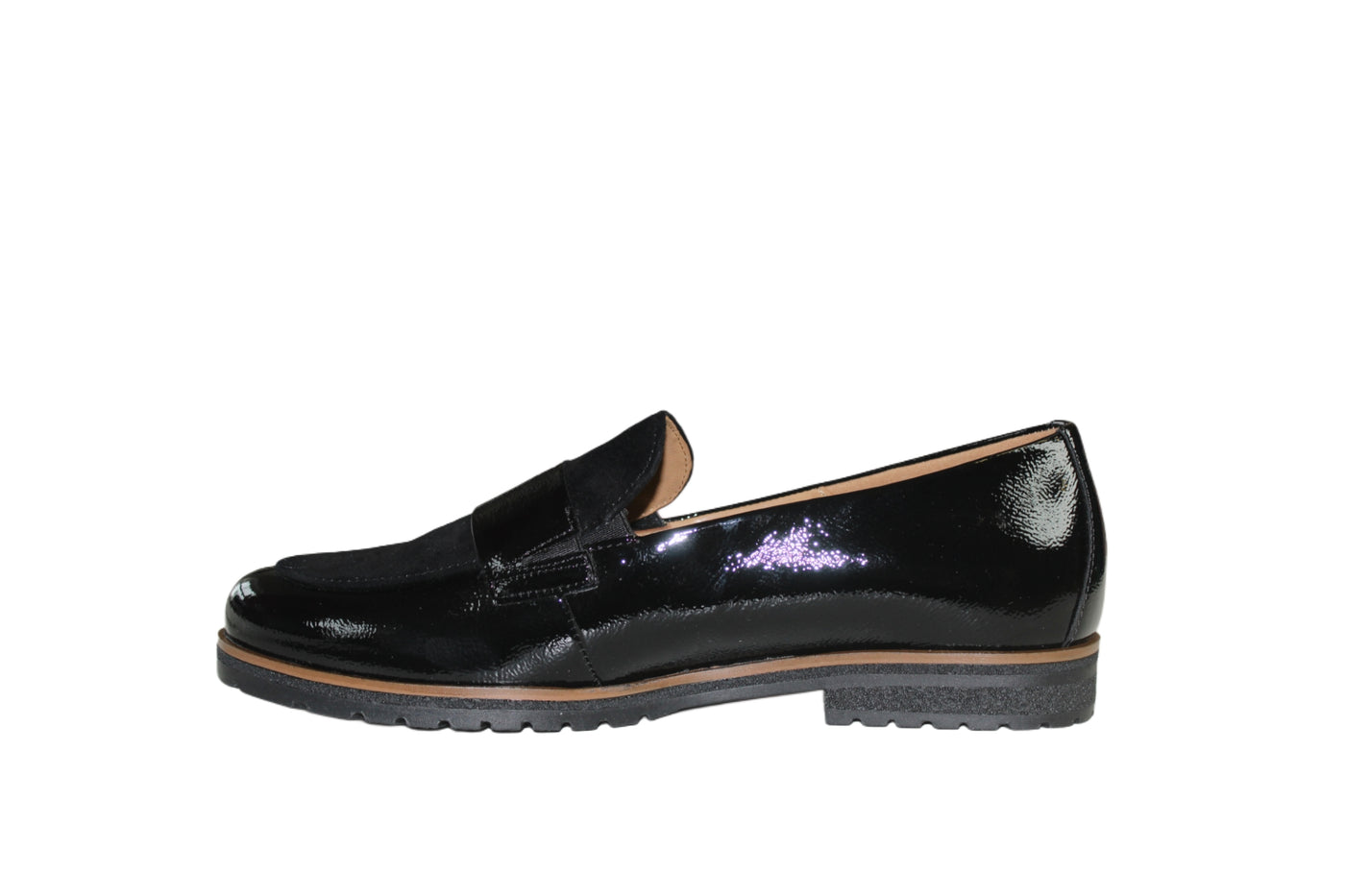 Black Patent Loafer With Suede
