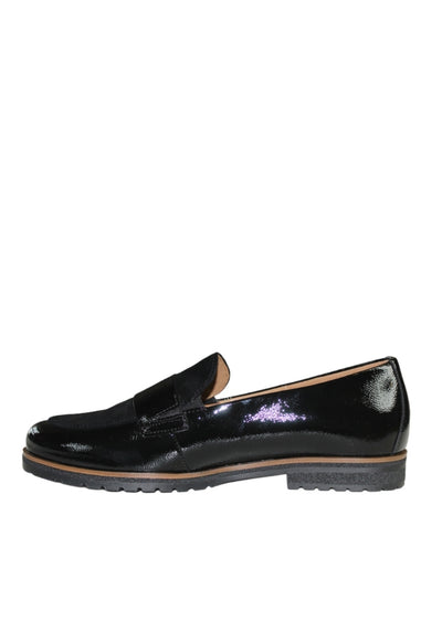 Black Patent Loafer With Suede