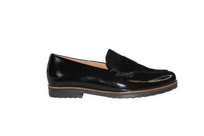 Black Patent Loafer With Suede