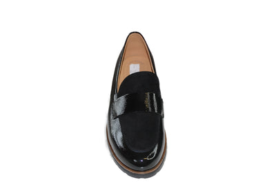 Black Patent Loafer With Suede