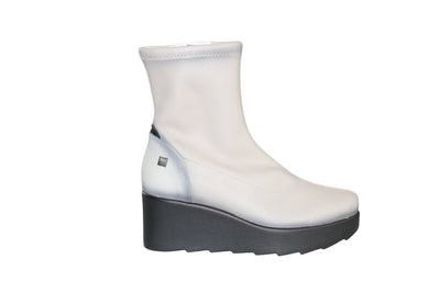 Cream Wedge Ankle Boots With Side Zip