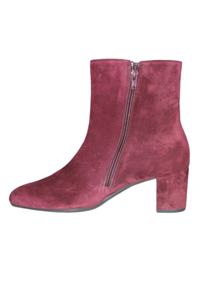 Mulberry Suede Ankle Boots with Block Heel