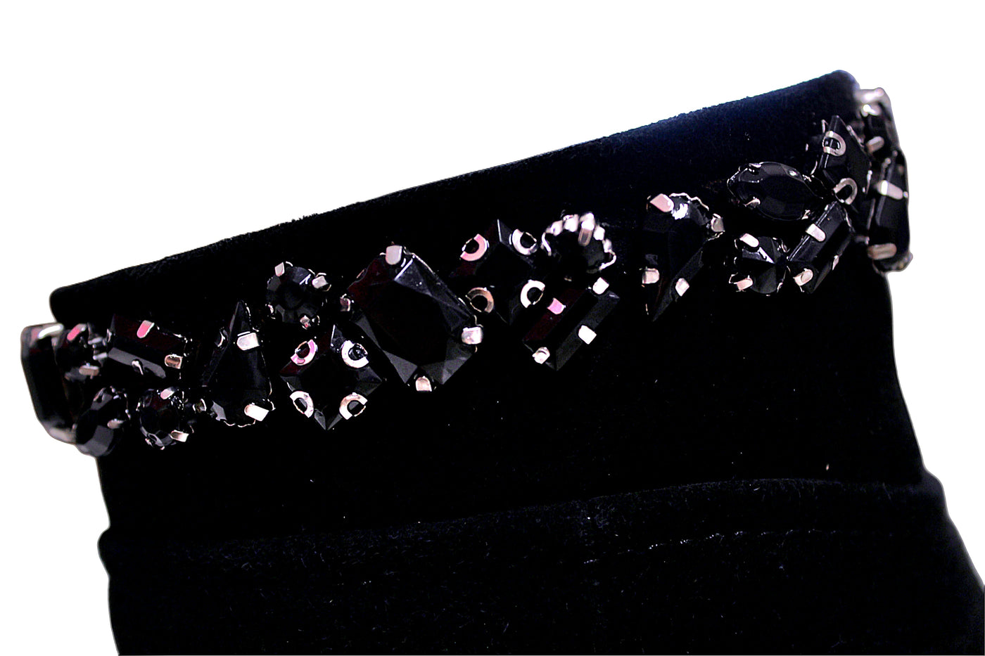 Black Zip Up Boot With Diamante Detailing
