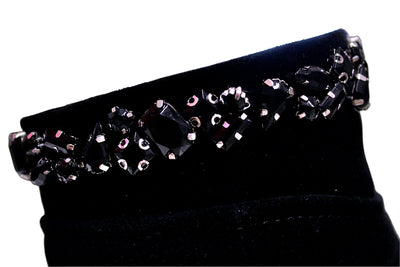 Black Zip Up Boot With Diamante Detailing
