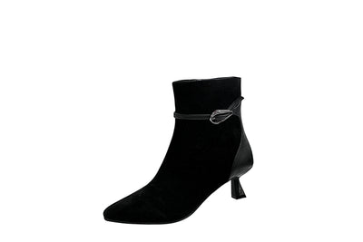Black Pointed Toe Boot With Kitten Heel