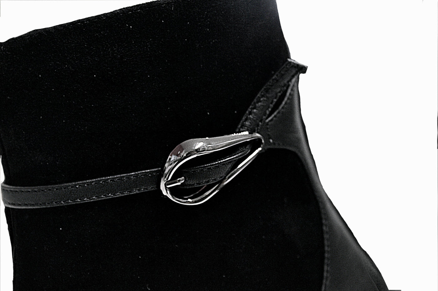 Black Pointed Toe Boot With Kitten Heel