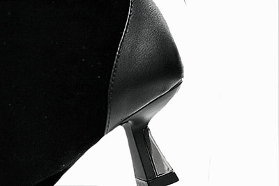 Black Pointed Toe Boot With Kitten Heel