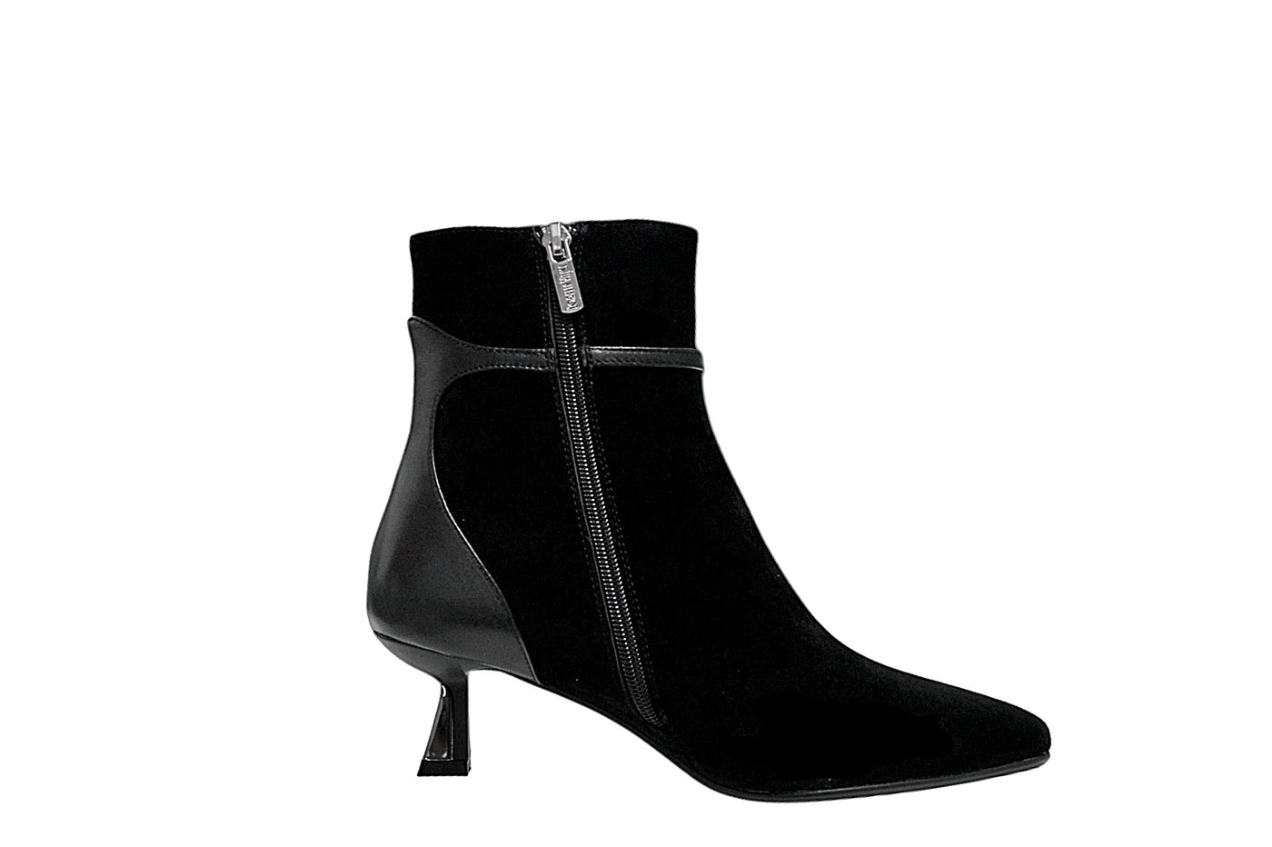 Black Pointed Toe Boot With Kitten Heel