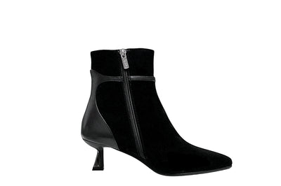 Black Pointed Toe Boot With Kitten Heel