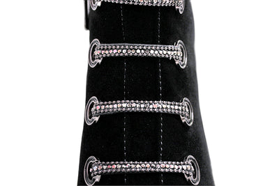 Suede Feel Zip Up Boot With Patent Toe