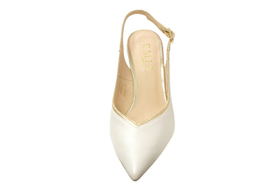 Gold and Ecru Slingback Kitten Heels