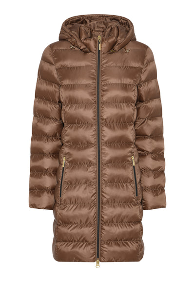 Camel Puffer Coat with Detachable Hood