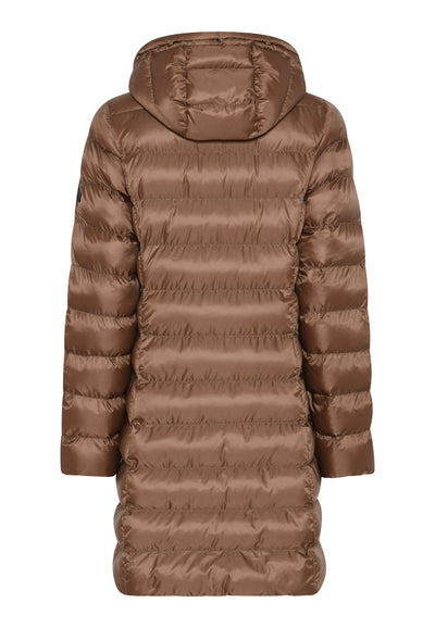 Camel Puffer Coat with Detachable Hood