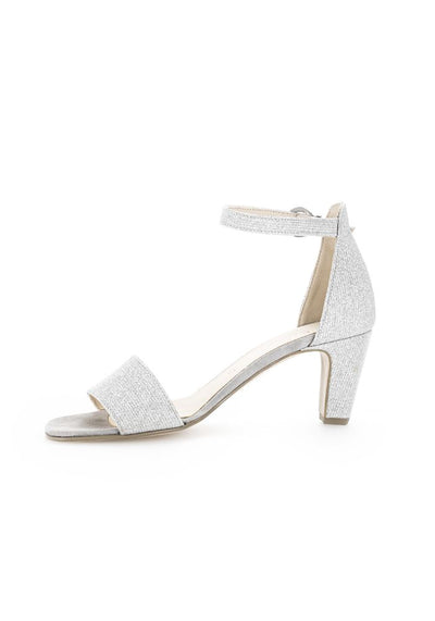 Block Heel Silver Glitter Shoe