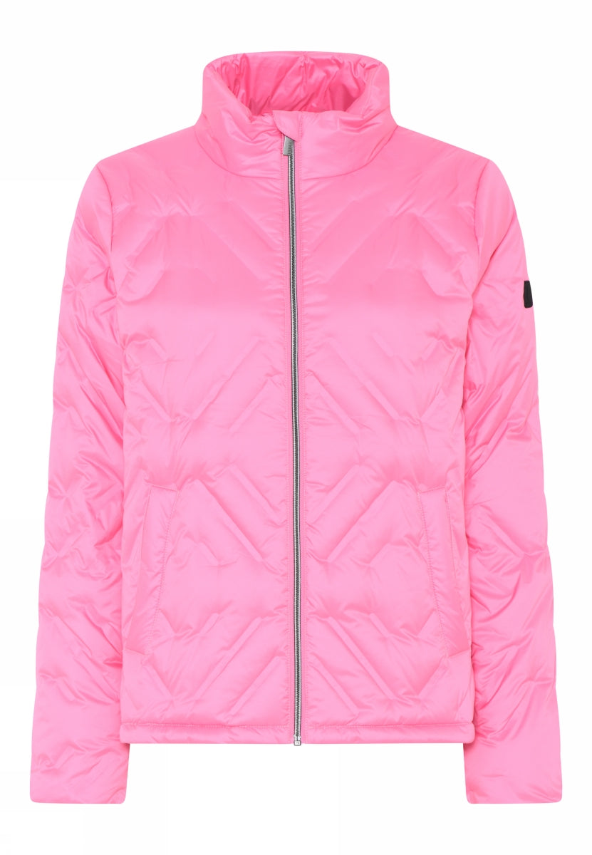 Pink Puffer Jacket with Quilted Design