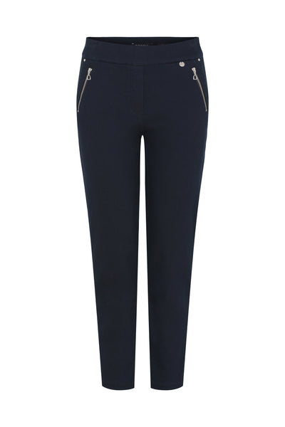 Ink Navy Denim 'Nena' Trousers with Ankle Zips