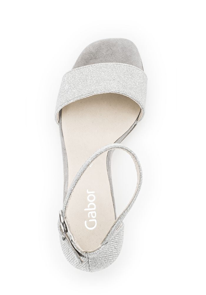 Block Heel Silver Glitter Shoe