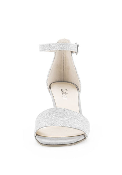Block Heel Silver Glitter Shoe