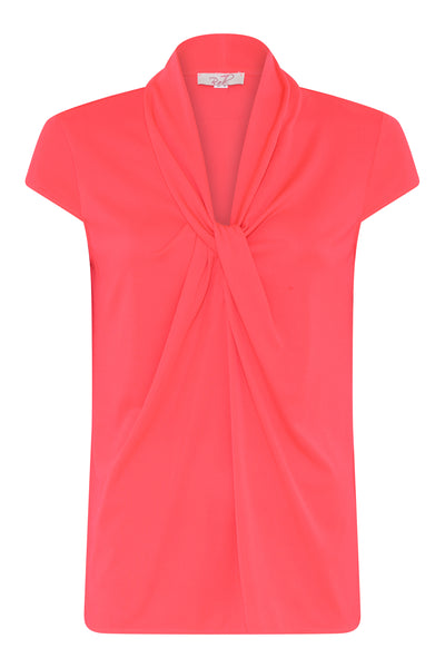 Bright Pink V-Neck Top with Cap Sleeves