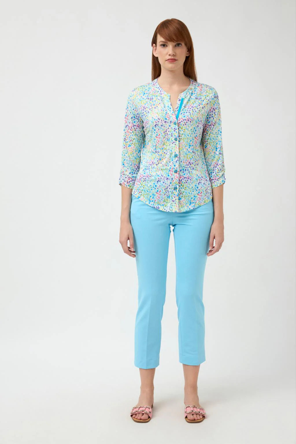 'Lana' Dotted V-Neck Shirt