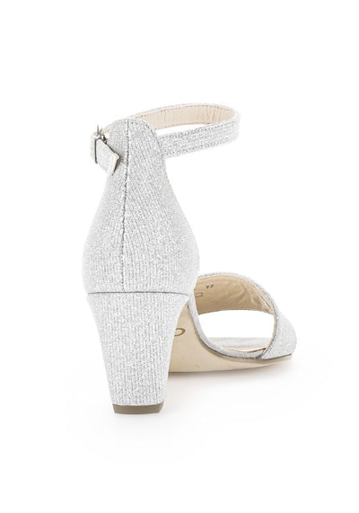 Block Heel Silver Glitter Shoe