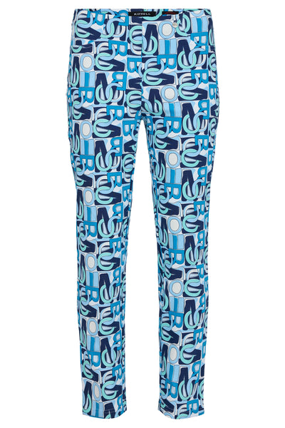 Navy, Blue & White Abstract Print Bella 3/4 Trousers