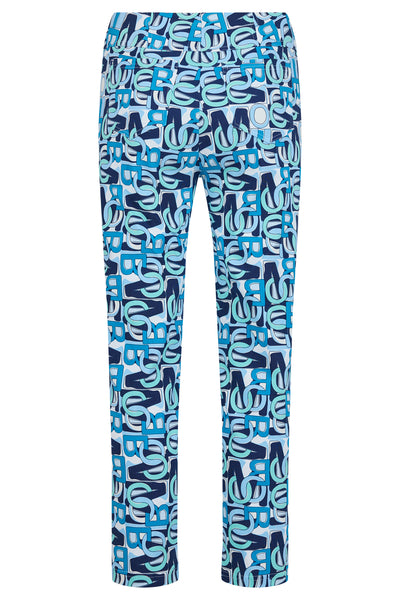 Navy, Blue & White Abstract Print Bella 3/4 Trousers
