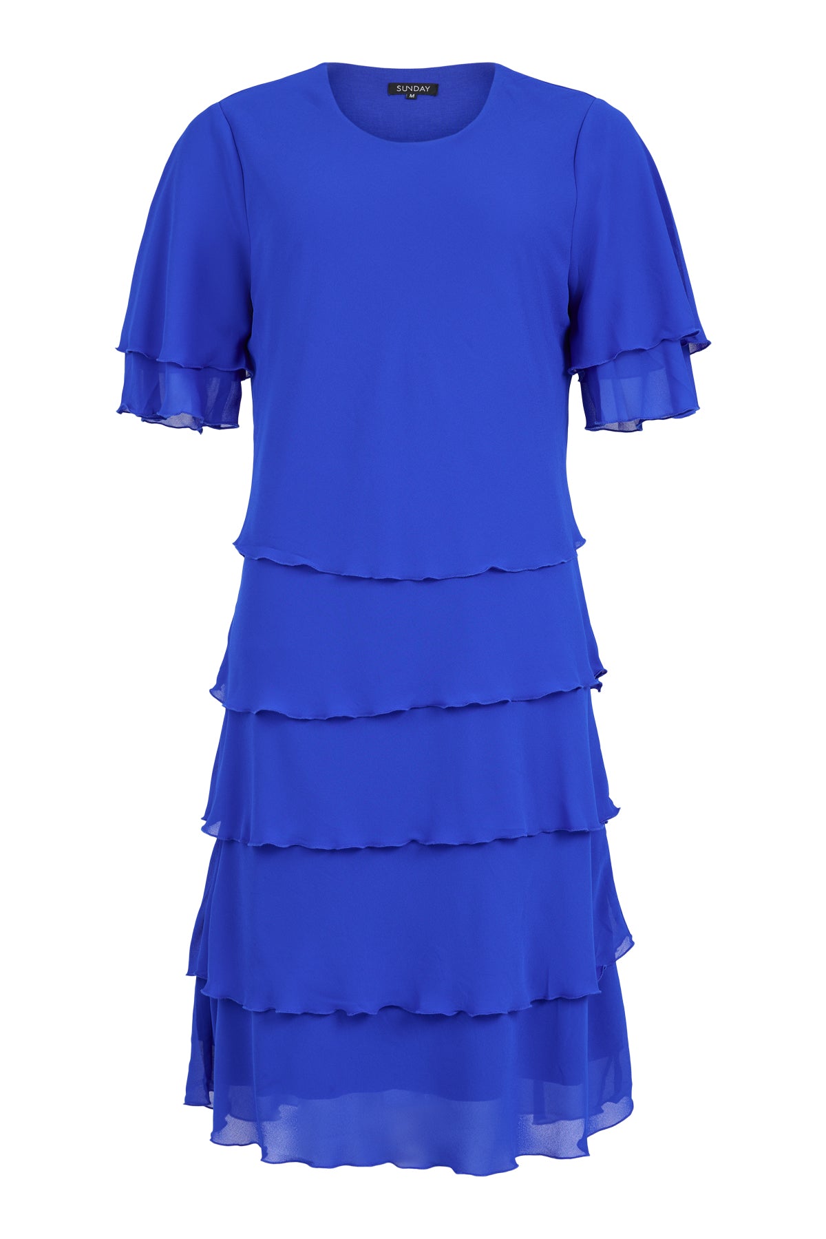 Royal Blue Dress with Chiffon Ruffle Detail