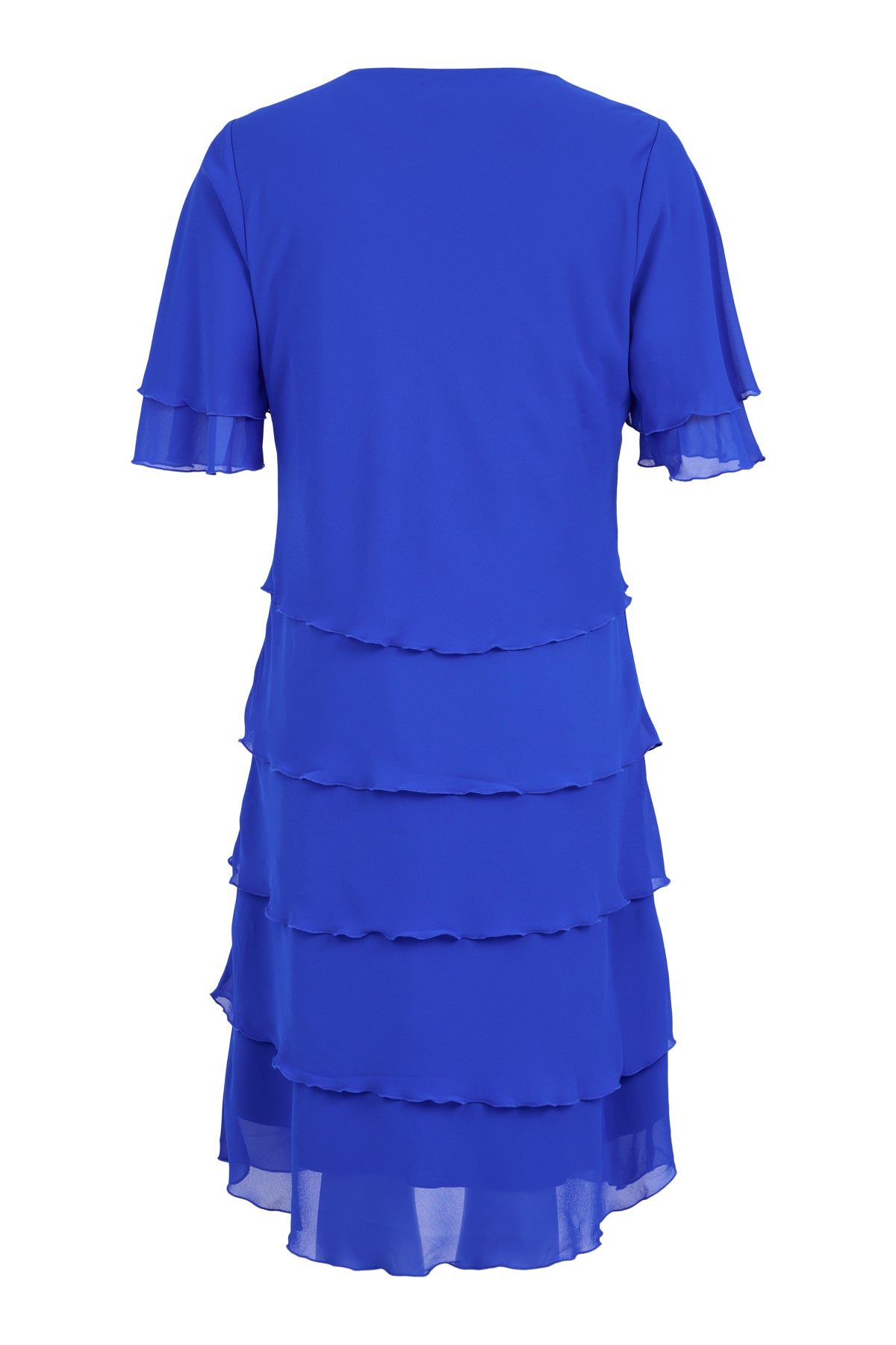 Royal Blue Dress with Chiffon Ruffle Detail