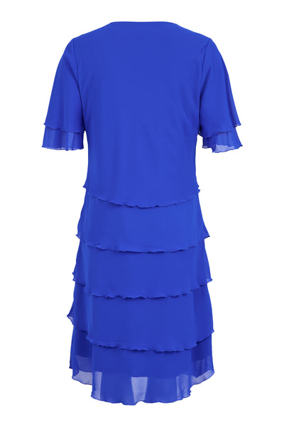 Royal Blue Dress with Chiffon Ruffle Detail