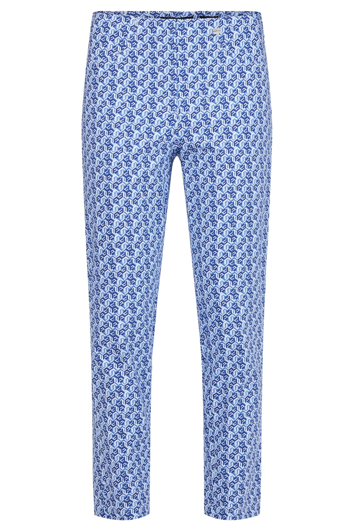 Blue and White Geometric Print Full Length Bella Jeans