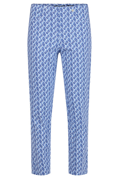 Blue and White Geometric Print Full Length Bella Jeans
