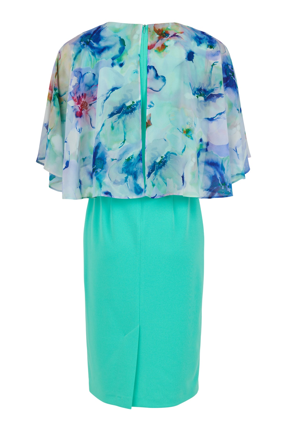 Turquoise Dress With Floral Print Detail