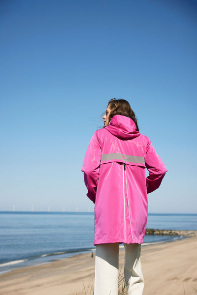 Plum Rain Jacket with Reflective Details
