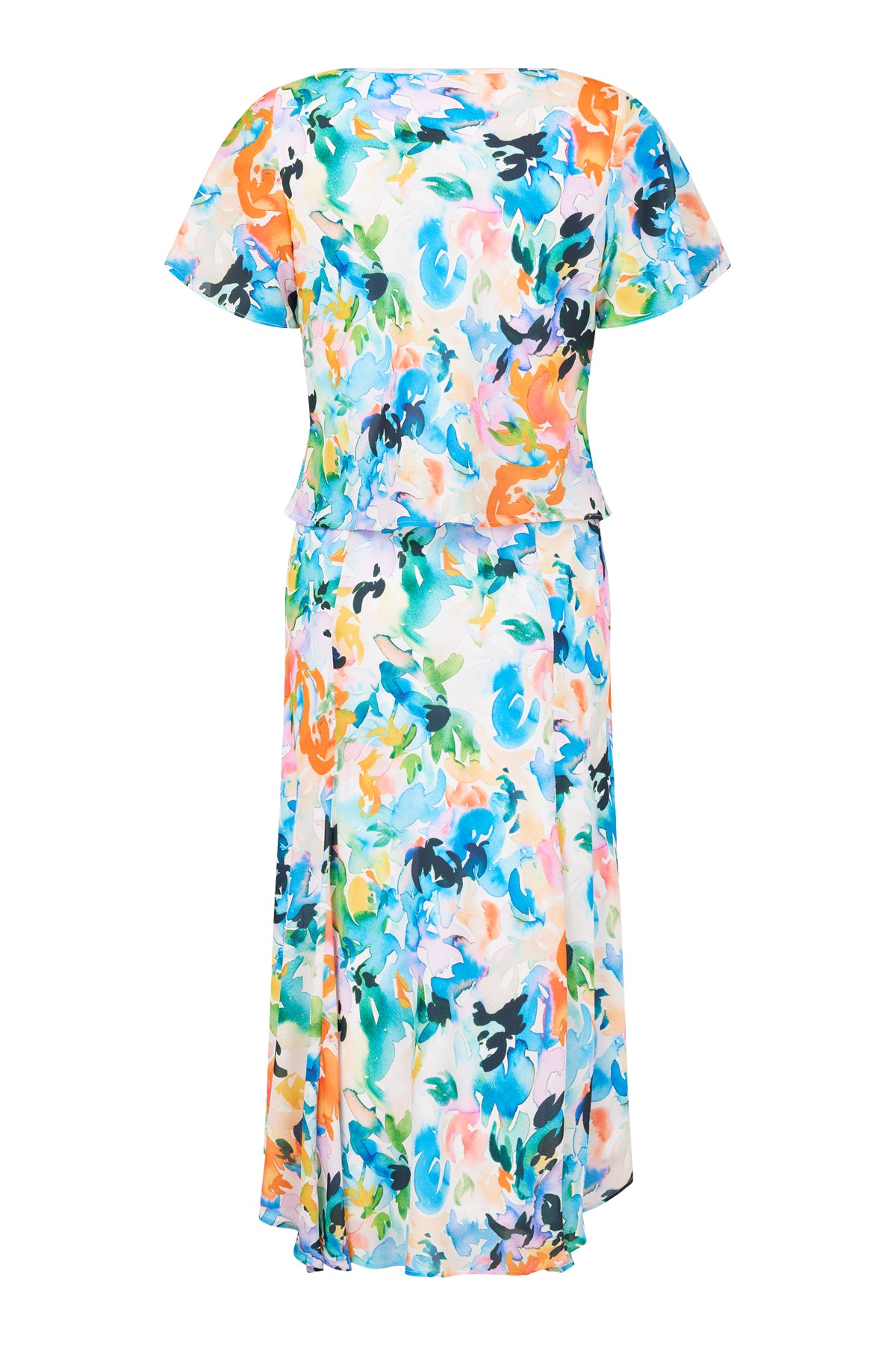 Floral Print Dress with Chiffon Overlay
