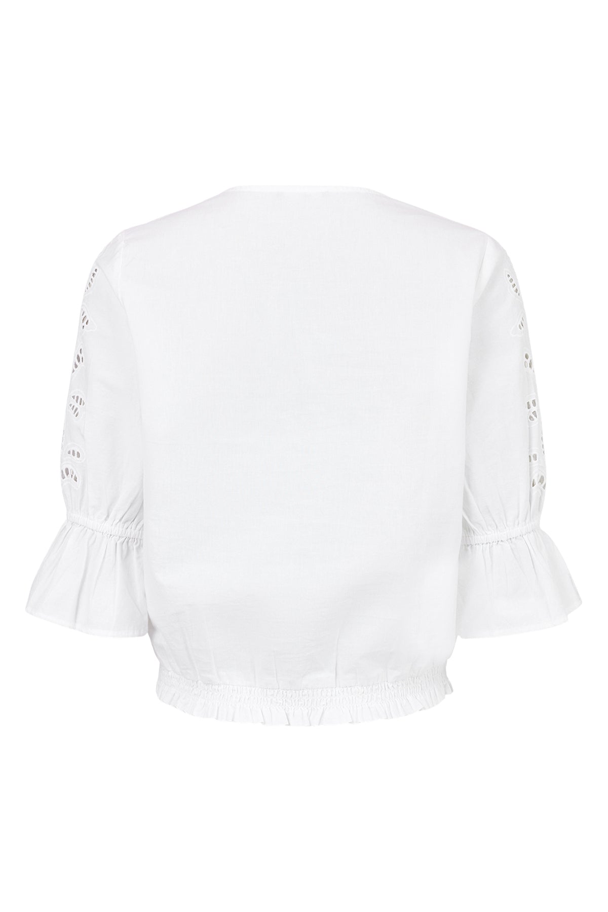 Off White Cotton Top with Lace Detail on Sleeve