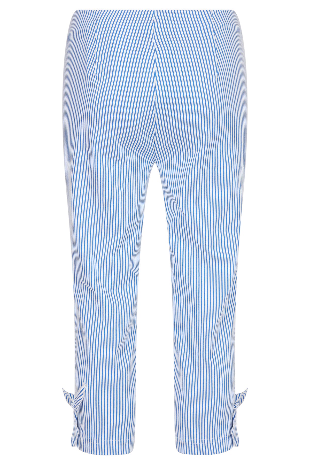 Blue Pinstripe 3/4 Rose Trousers with Tie Detail