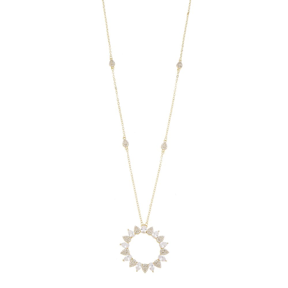 Gold Plated Chain Necklace with Large Silver Pendant Detail