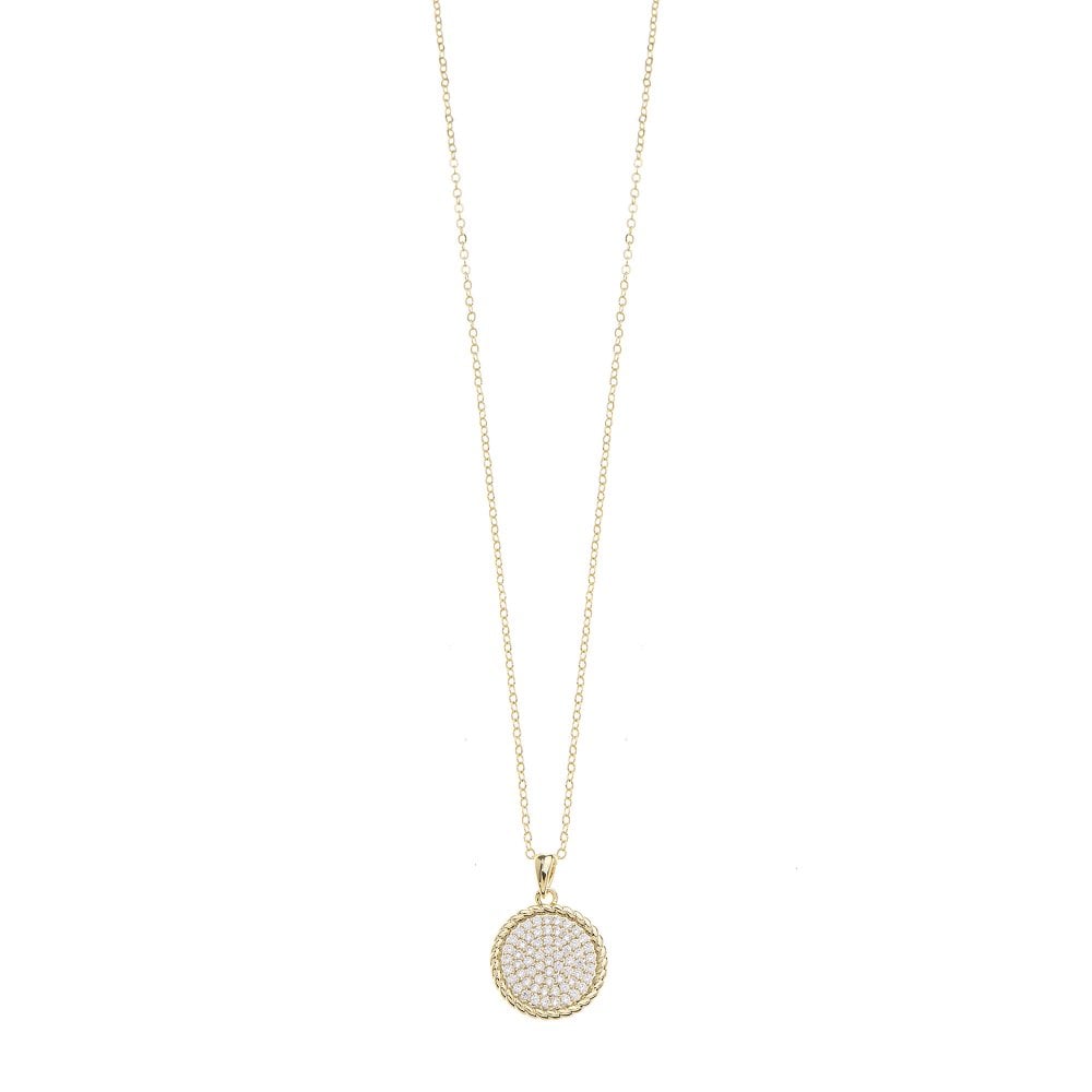 Gold Plated Chain Necklace with Round Pendant Detail