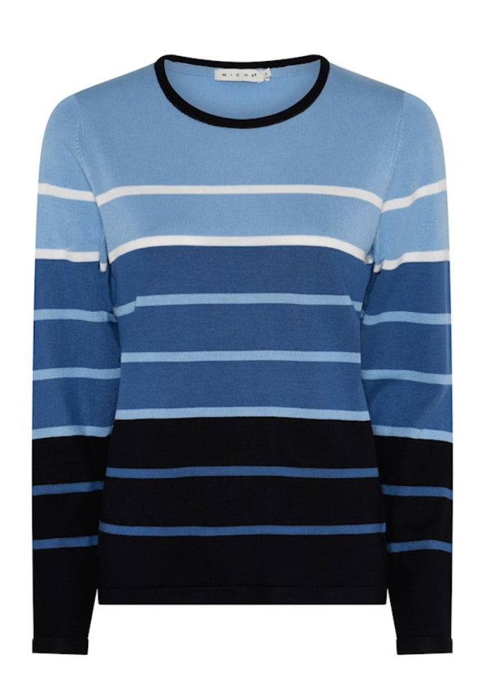 Blue Ombre Striped Round Neck Jumper