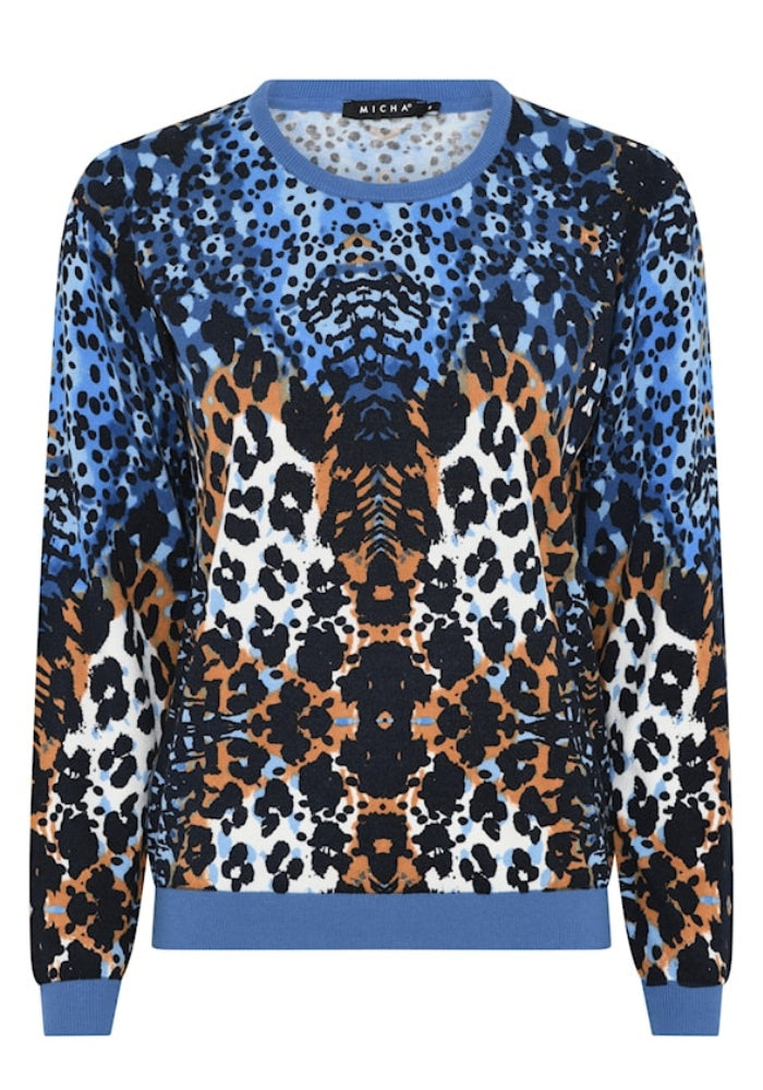 Blue Bold Animal Print Jumper