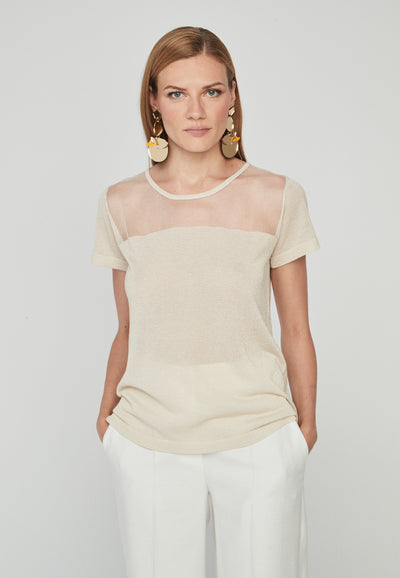 Sand T-shirt With Glitter Detailing